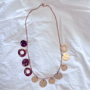 Gold finish 27” chain necklace with gold round pendants/coins